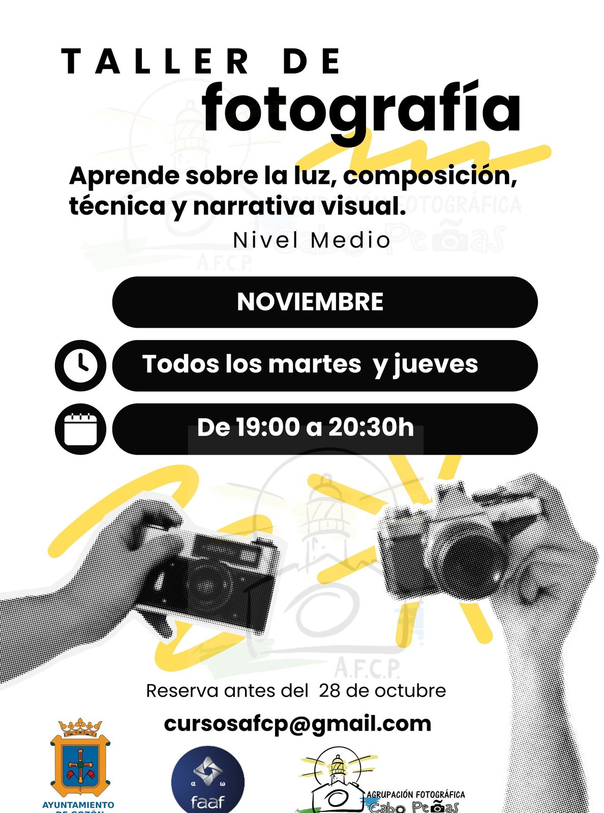 Curso de fotografía en el mes de noviembre, impartido por la Agrupación Fotográfica Cabo Peñas