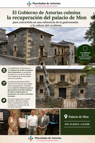 El Ejecutivo culmina la recuperación del palacio de Mon para convertirlo en una referencia de la gastronomía y la cultura del occidente