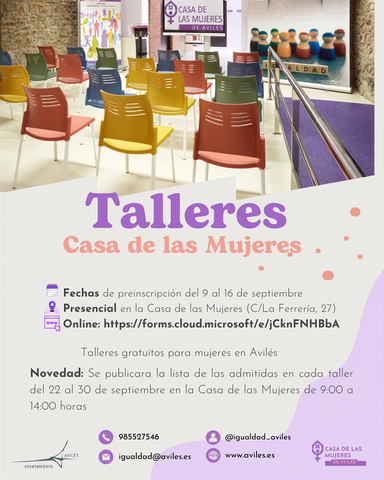 Igualdad Avilés programa un nuevo ciclo de ocho talleres gratuitos para mujeres hasta diciembre