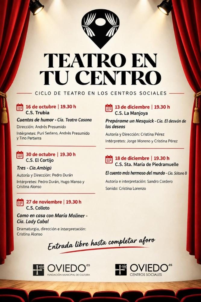 Teatro en tu Centro, ciclo de teatro en los Centros Sociales de Oviedo. 