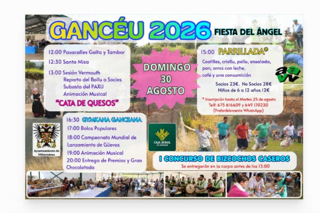 Fiesta del Ángel, Gancéu Villaviciosa 30 de agosto a partir de las 12:00 horas.