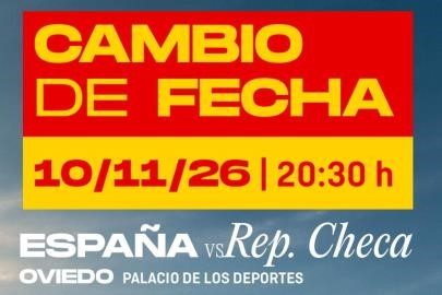El Ayuntamiento de Oviedo anuncia que el partido de baloncesto entre España y la República Checa cambia de fecha y se disputará el 10 de noviembre
