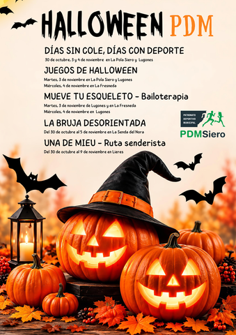 Programa de actividades deportivas durante el puente de Halloween organizadas por el PDM  Siero
