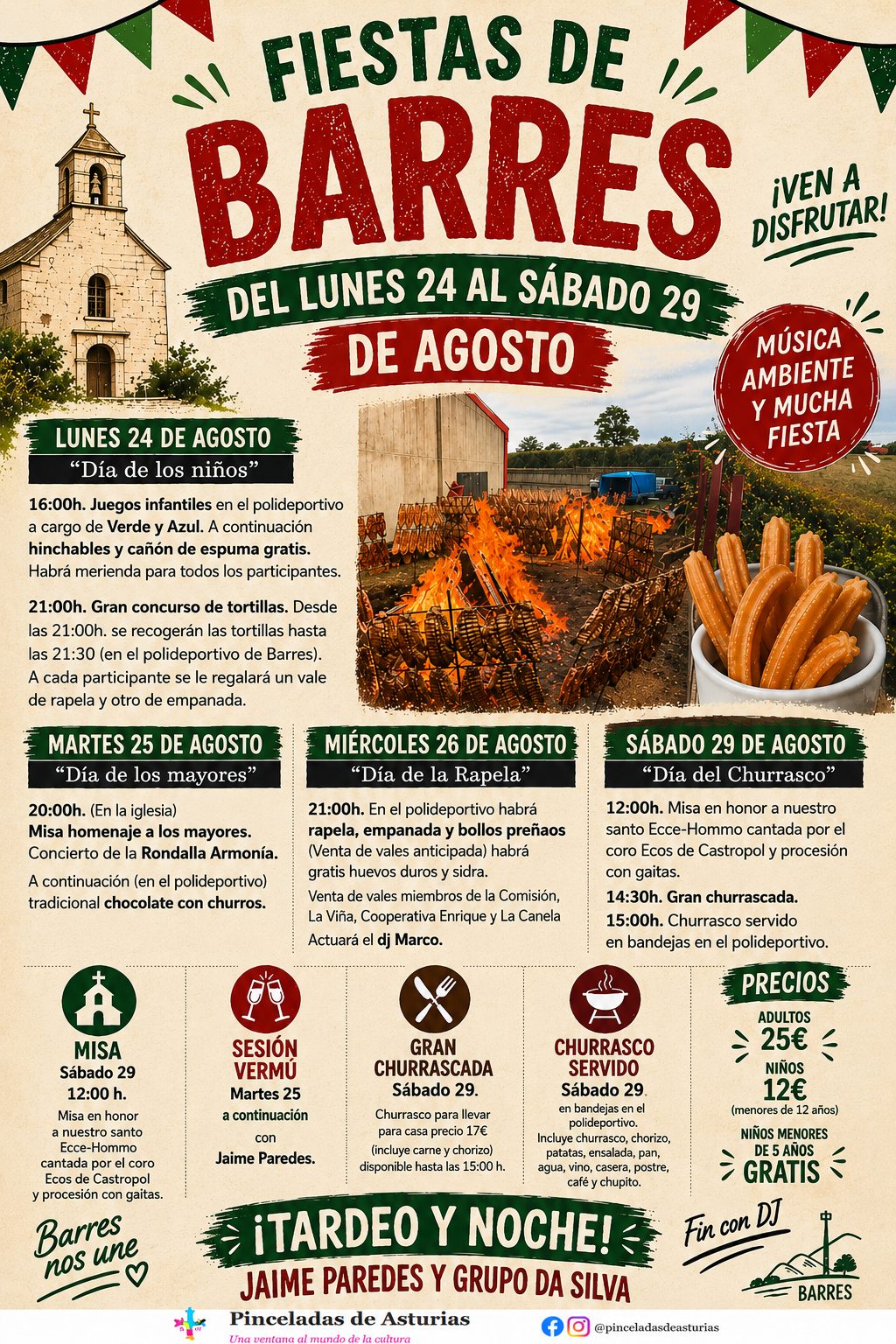 𝗙𝗜𝗘𝗦𝗧𝗔𝗦 𝗗𝗘 𝗕𝗔𝗥𝗥𝗘𝗦    Del lunes 24 al sábado 29 de agosto